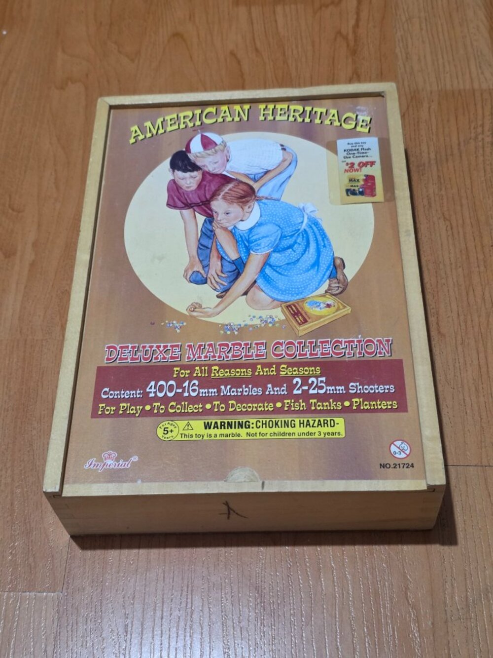 American Heritage Deluxe Marble Collection Wood Display Box Glass Marbles